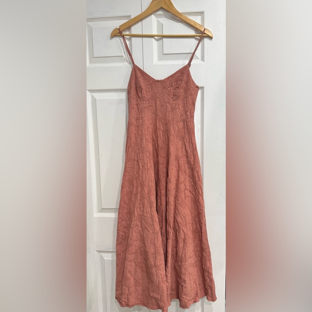 Lulu's rose/rust jacquard sweetheart Dress
